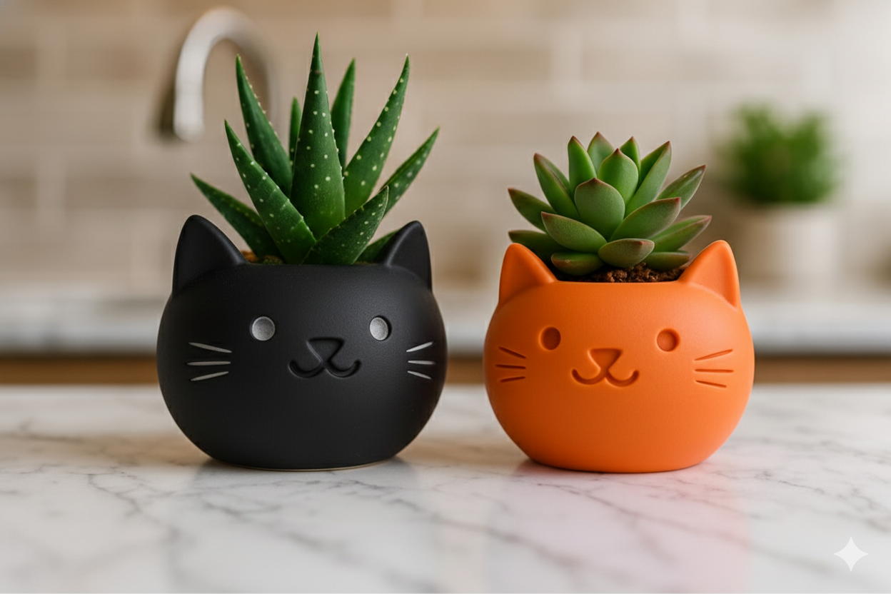 Cat Face Vase (Multiple color available) - Image 2
