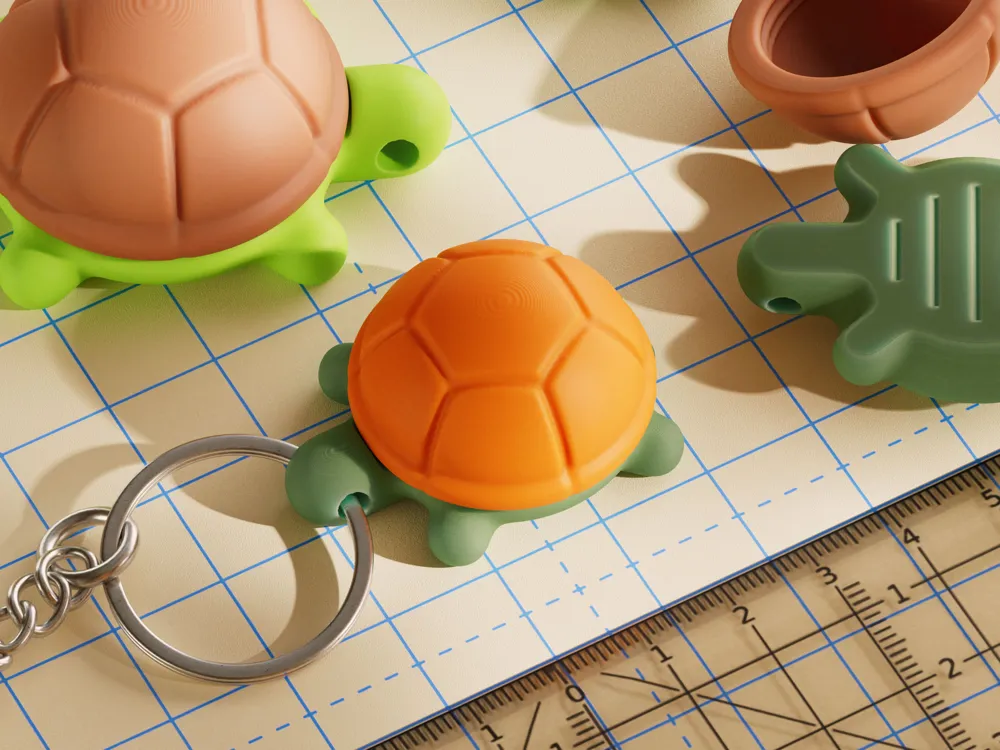 3D Printed Turtle Keychain Container