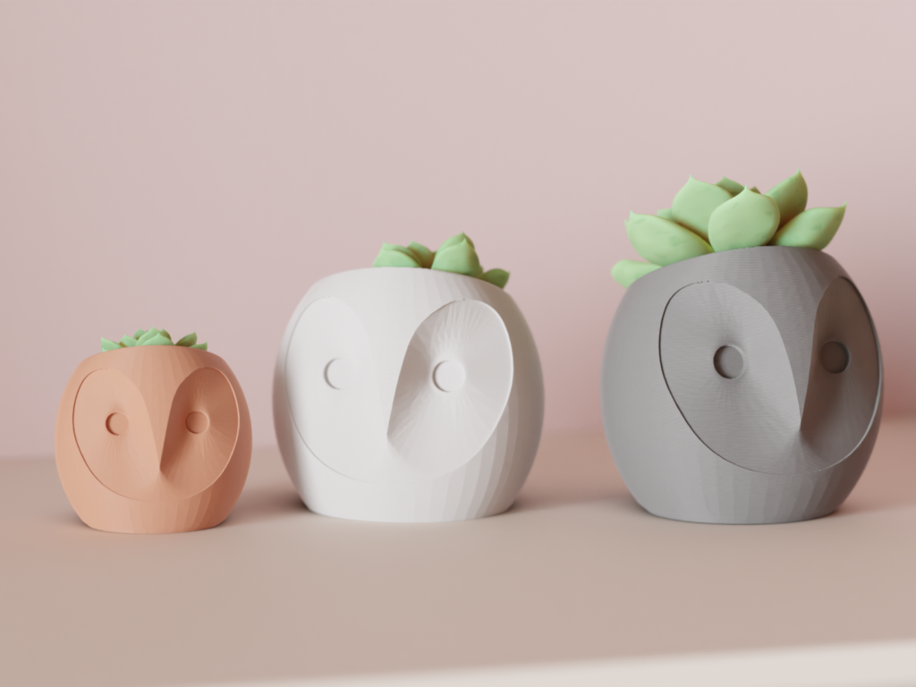 Cute Owl Planter (3D Printed - Multiple Color Available)